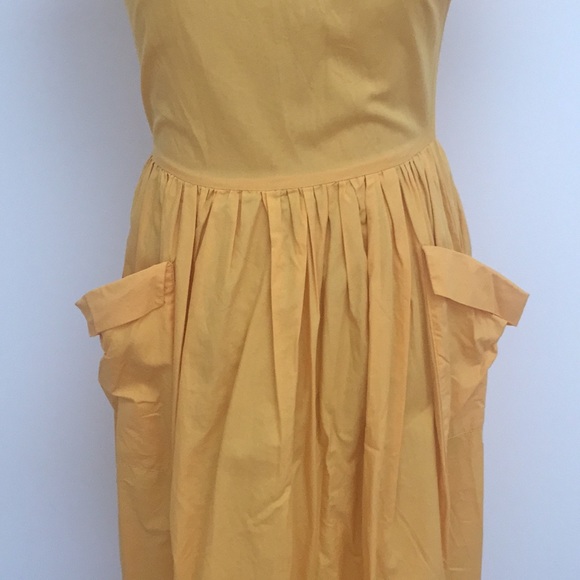 Mustard yellow collared dress w/ deep v back - Picture 8 of 8